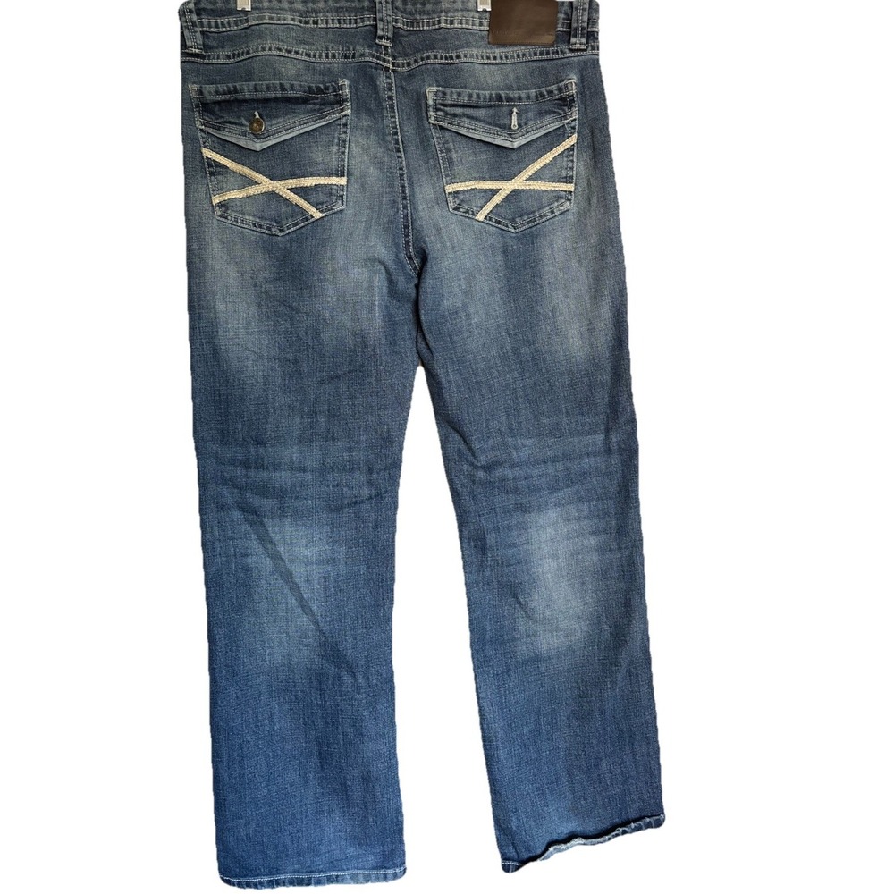 TK Axel Slim Boot Jeans Mens 38X31 Stretch‎ Denim Distressed Flap Pocket Rodeo